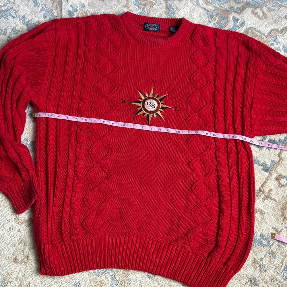 Vintage Nautical cable knit deep red sweater, crew neck by Regatta Sport size XL - Picture 9 of 10